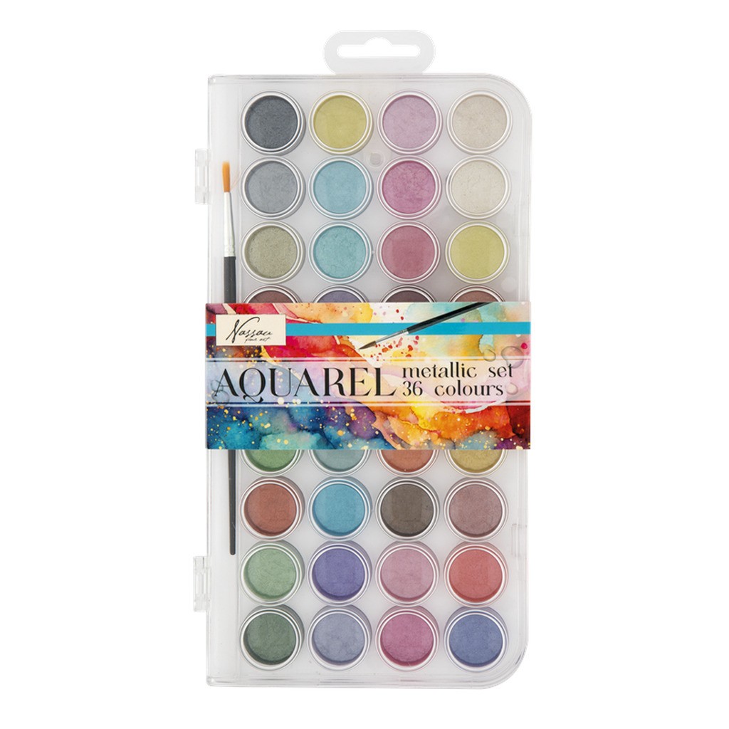 Nassau Metallic aquarel set 36 pc in transparent palette