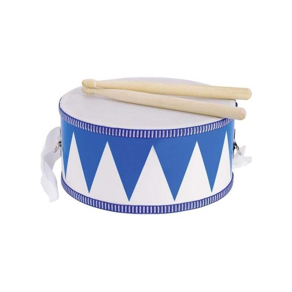Goki Wooden Drum with Sticks Blue/White