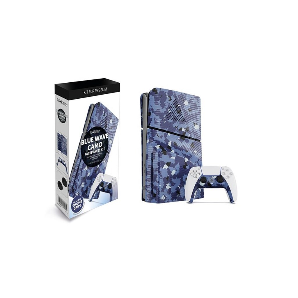 MAXX TECH Slim Faceplates + Controller Faceplates - Blue Wave Camo - Miscellaneous Cover - Sony PlayStation 5