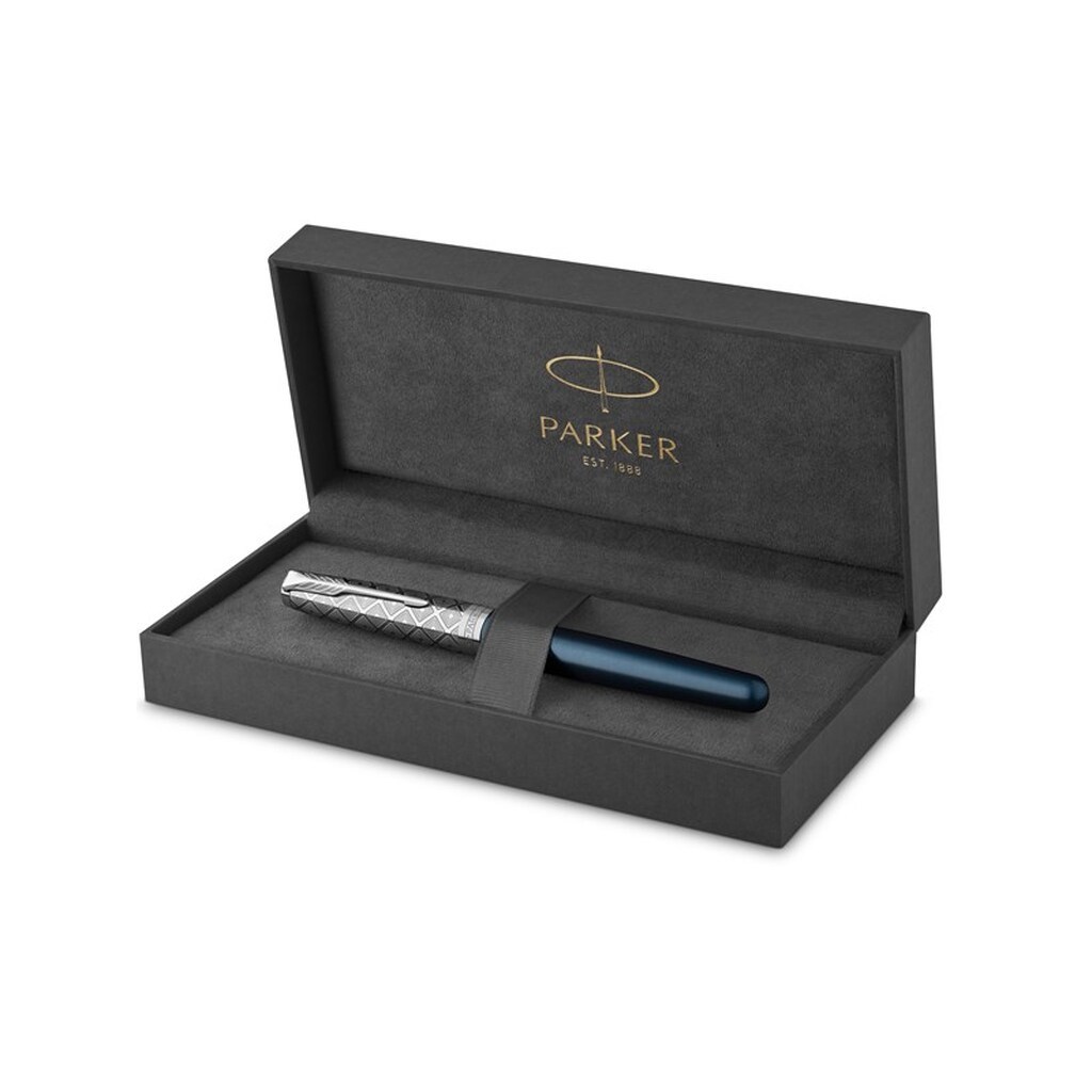 Parker PARKER Sonnet fyldepen | førsteklasses metal og rød satin-lakering med detaljer i krom | fin 18k guldspids med sort blækpatron | gaveæske