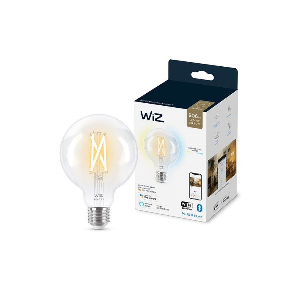 WiZ Filament globe G95 E27, klar