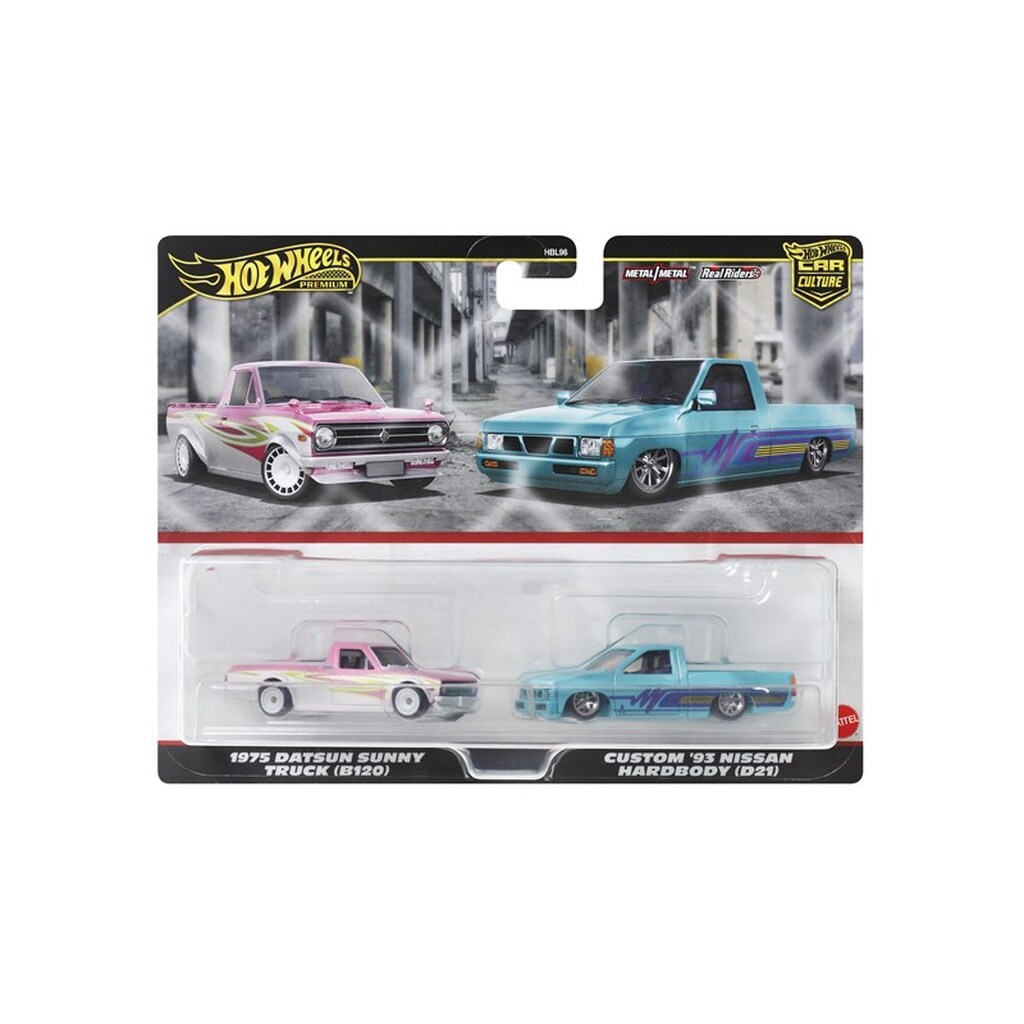 Hot Wheels Premium Car Culture 1975 Datsun Sunny Truck (B120) &amp; Custom &apos;93 Nissan Hardbody (D21)