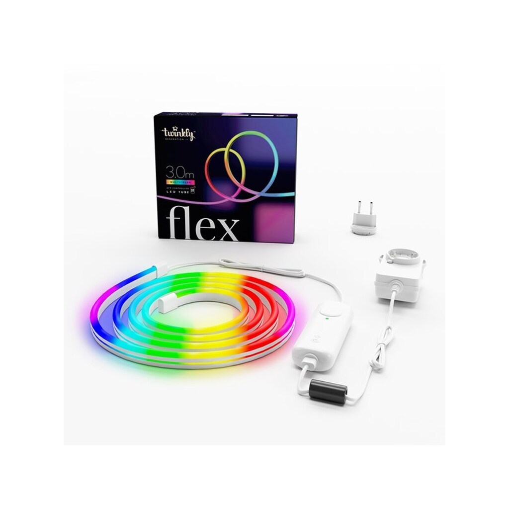 Twinkly Flex - App-controlled RGB LED neon tube. 3 Meters. White Wire.