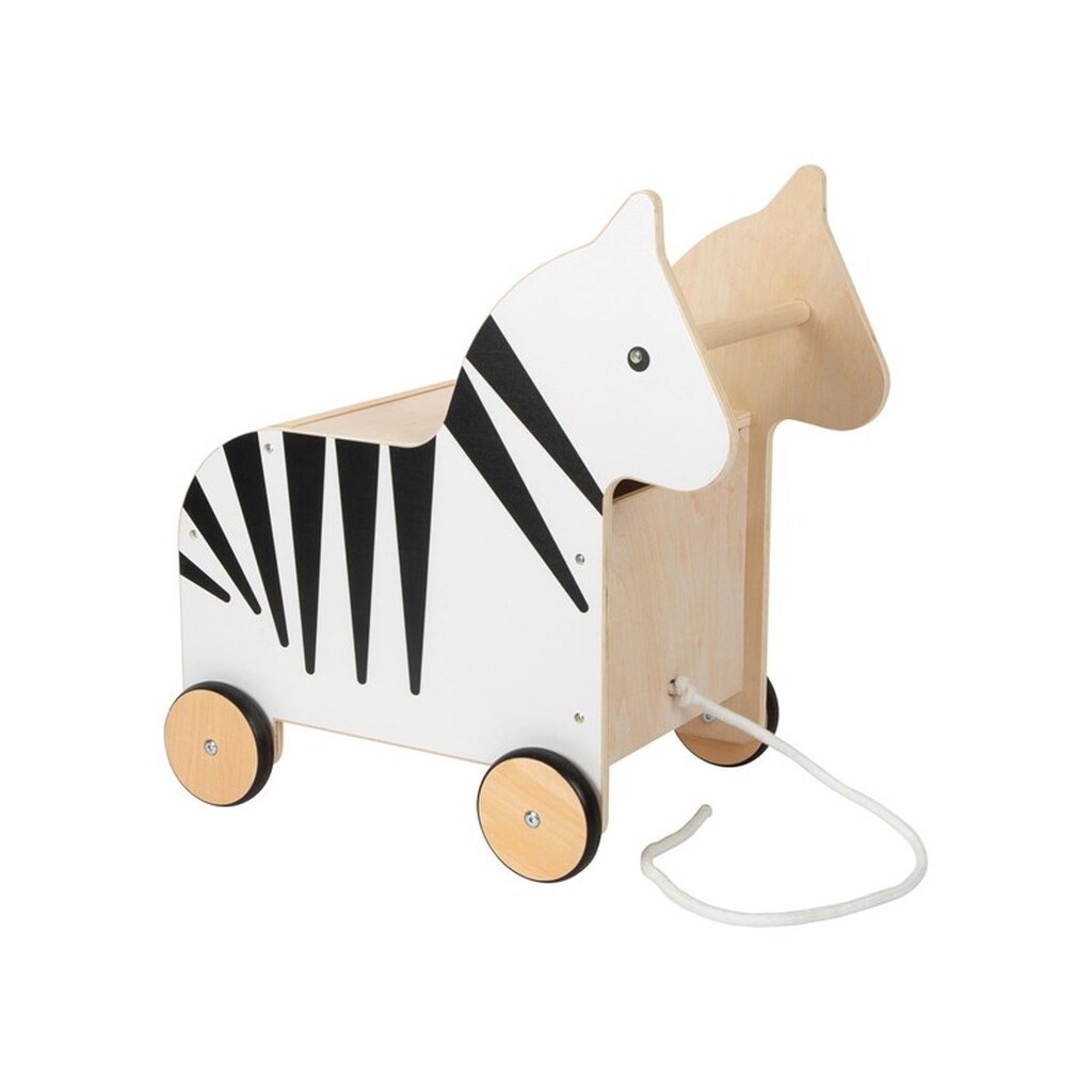 Small Foot - Wooden Toy Box and Zebra Wildlife Pull Figure