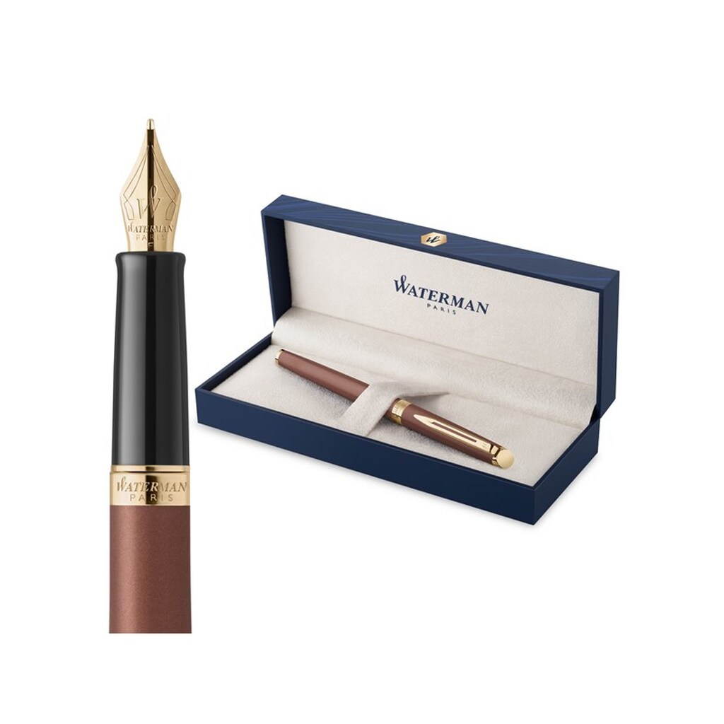Waterman Hémisphère Fyldepen | Copper Red (The Understated Edit Collection) | Fin Spids med Blåt Blæk | Gaveæske