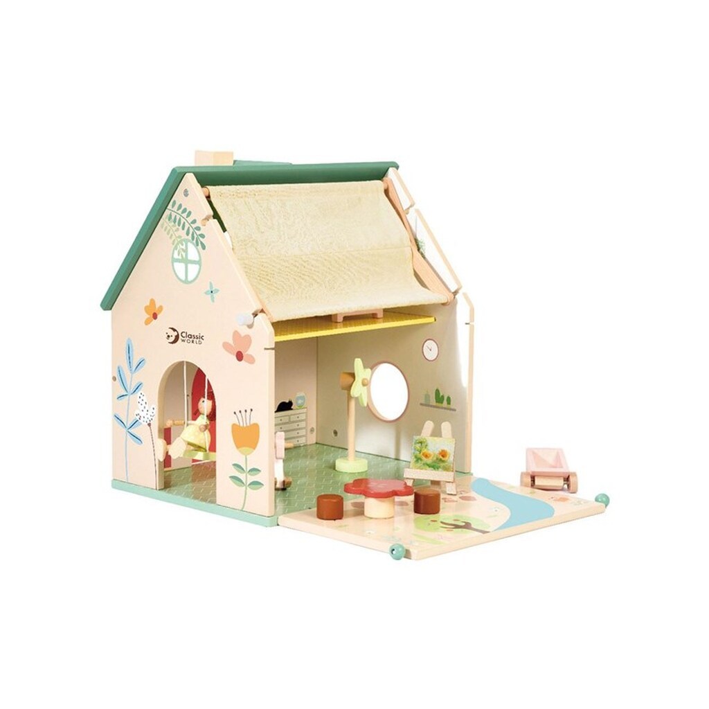 Classic World Wooden Dollhouse with Garden 10 pcs