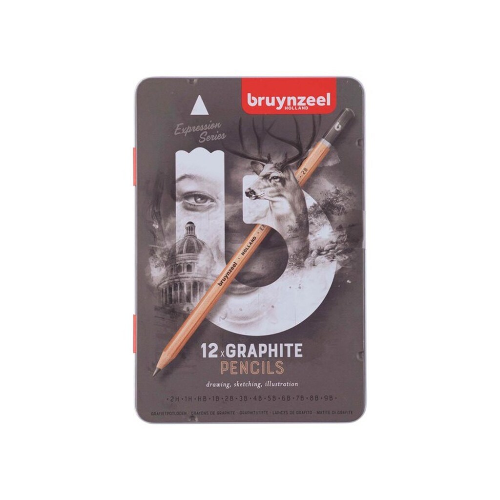 Bruynzeel Expression Graphite Pencils Tin 12