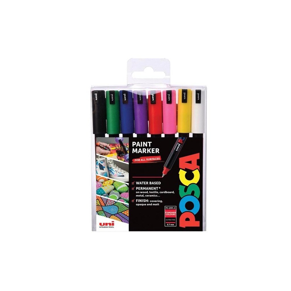 POSCA PC1MR - Extra Fine Tip Pen - Metallic Colors 8 pc
