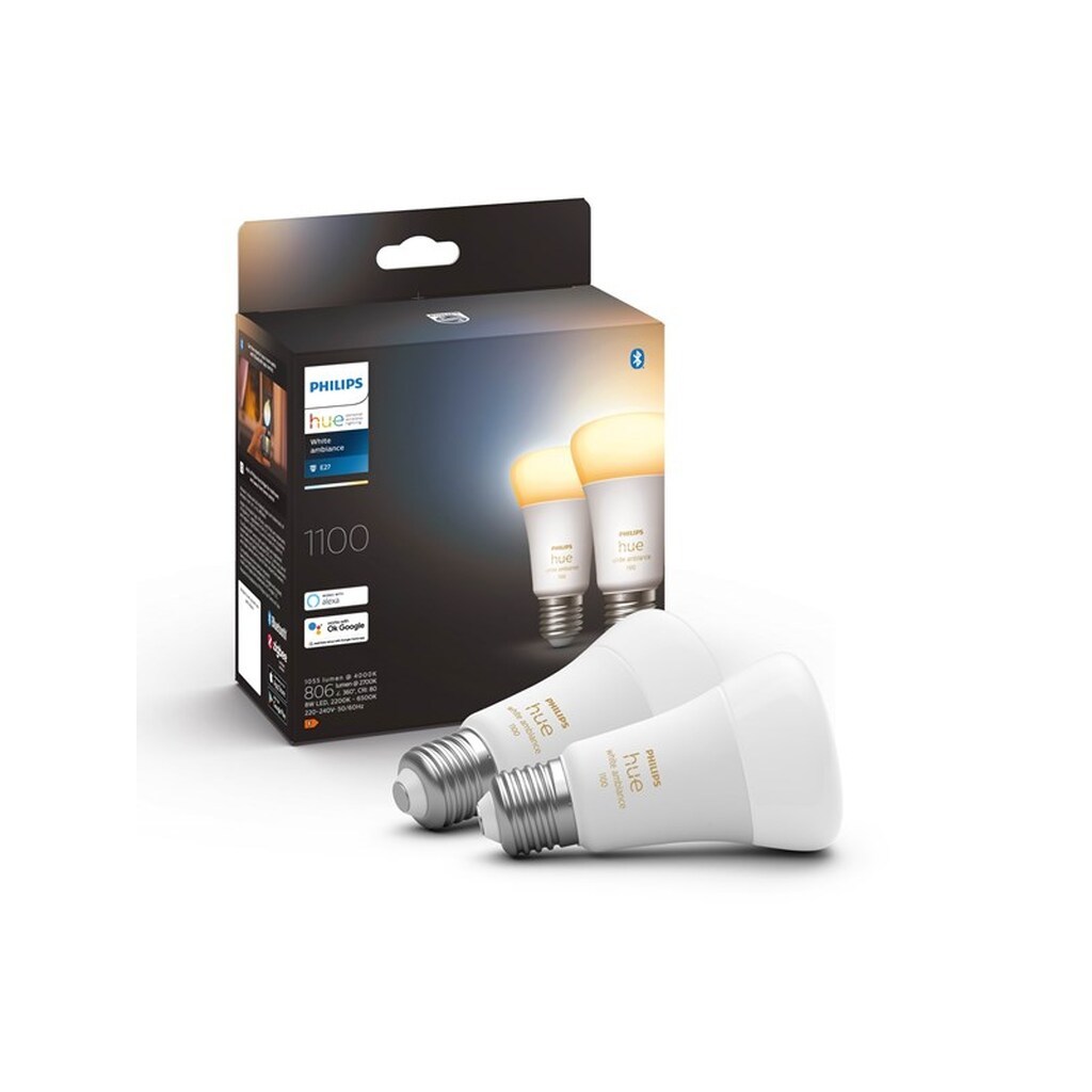 Philips Hue White Ambiance A60 E27 1100 Lumen - 2-Pak