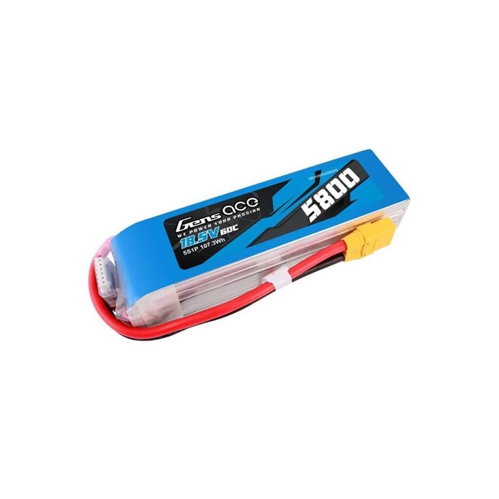 Gens ace &amp;Tattu 5800mAh 60C 18.5V 5S1P Lipo Battery Pack with XT90 plug