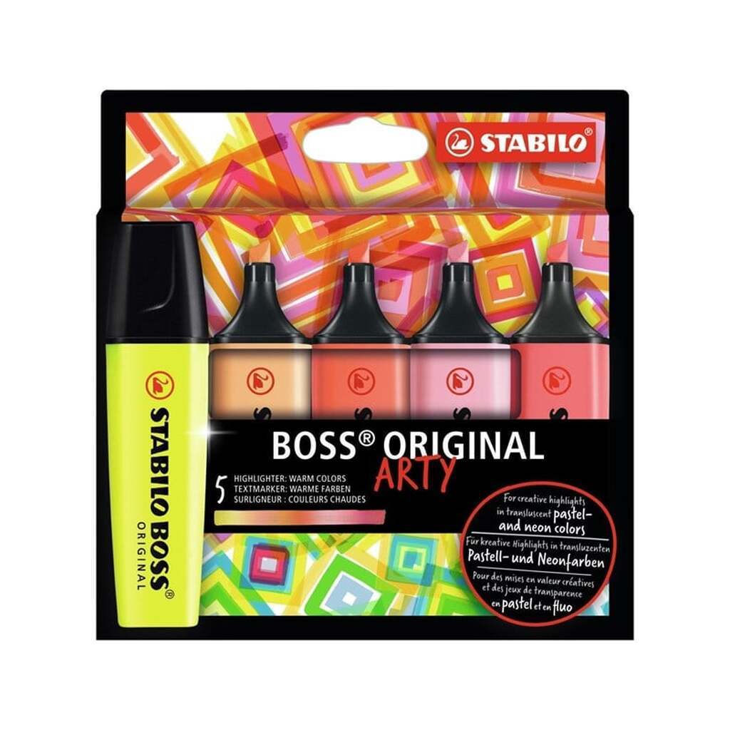 STABILO ARTY BOSS, sæt med 5 farver, Warm colors