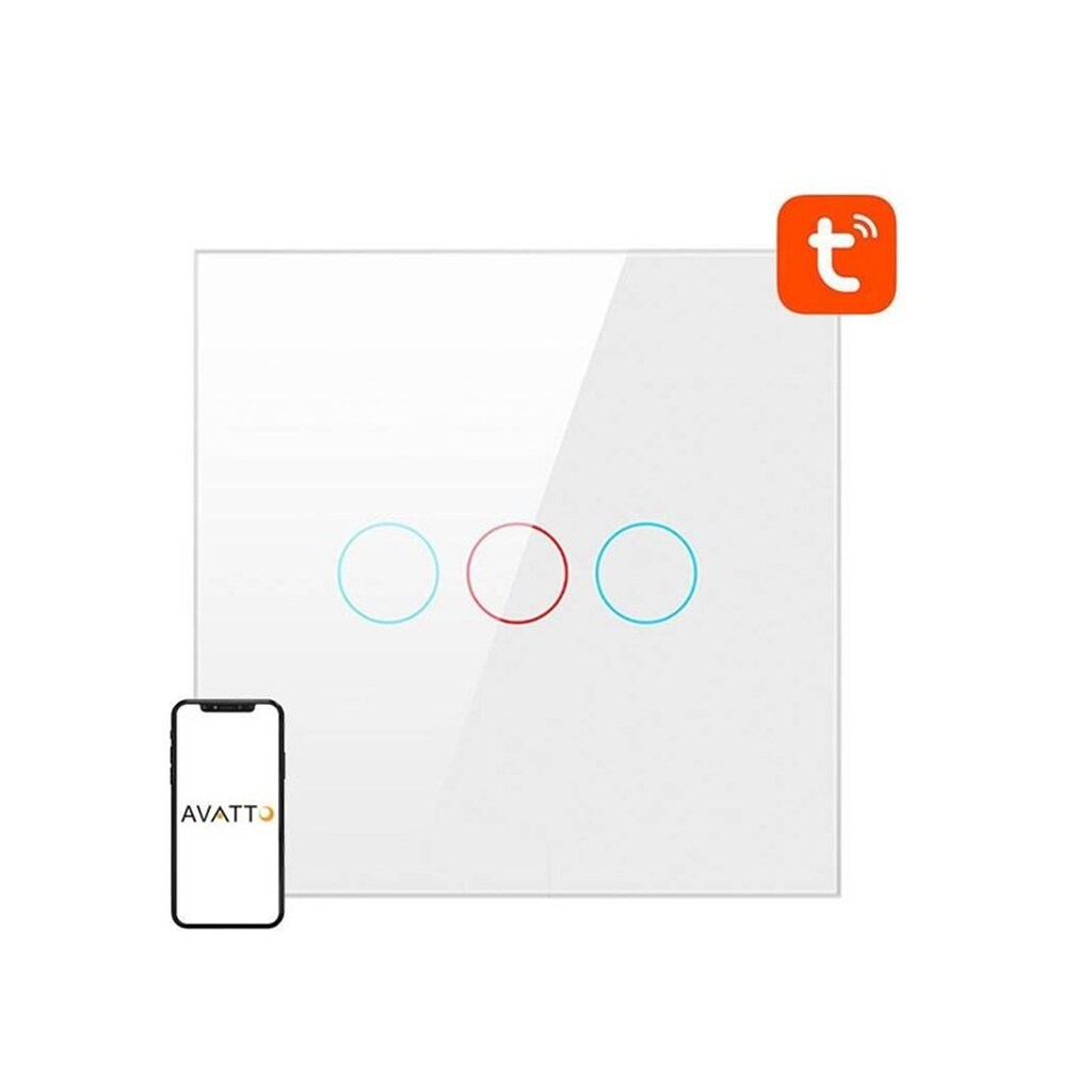 Avatto Smart Light Switch ZigBee LZTS02-EU-W3 3 Way No Neutral TUYA (white)