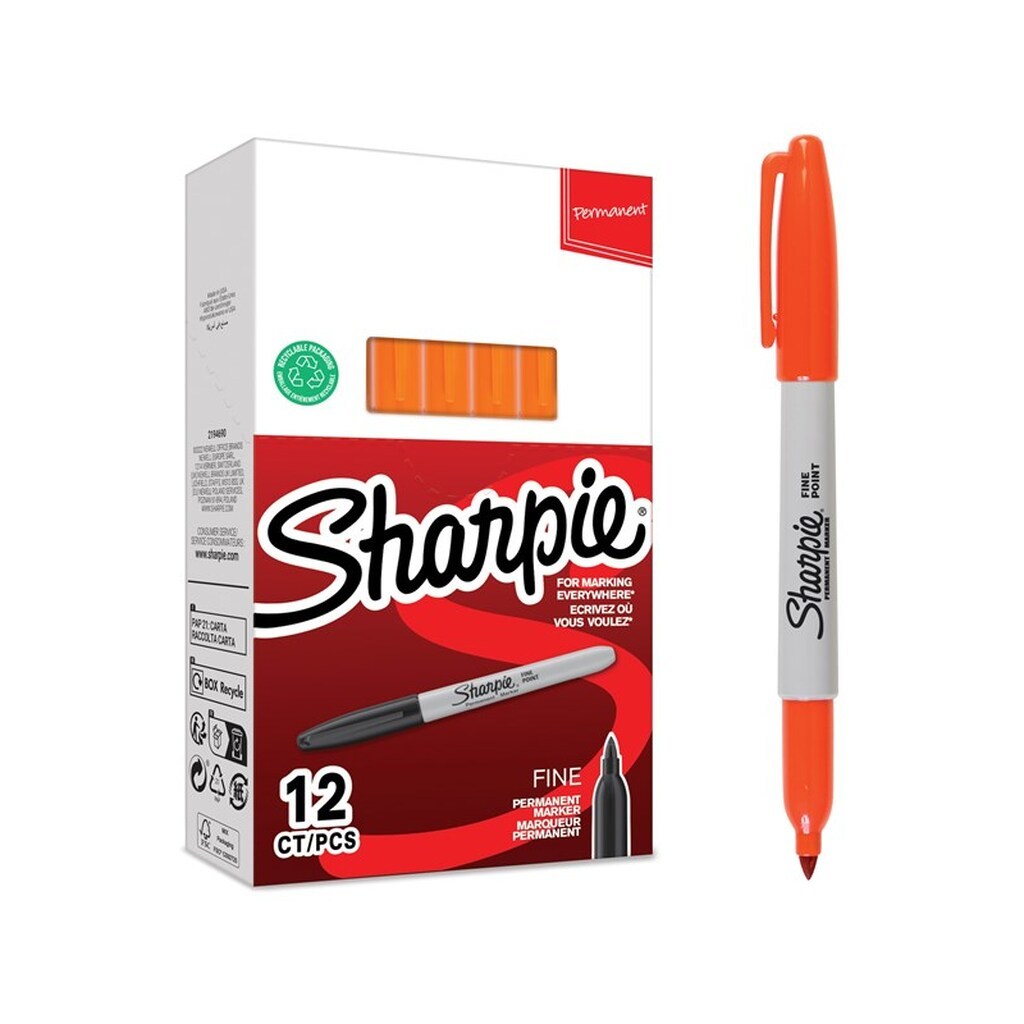 Sharpie permanente markers | Fin spids for dristige detaljer | Orange blæk | 12 Stk