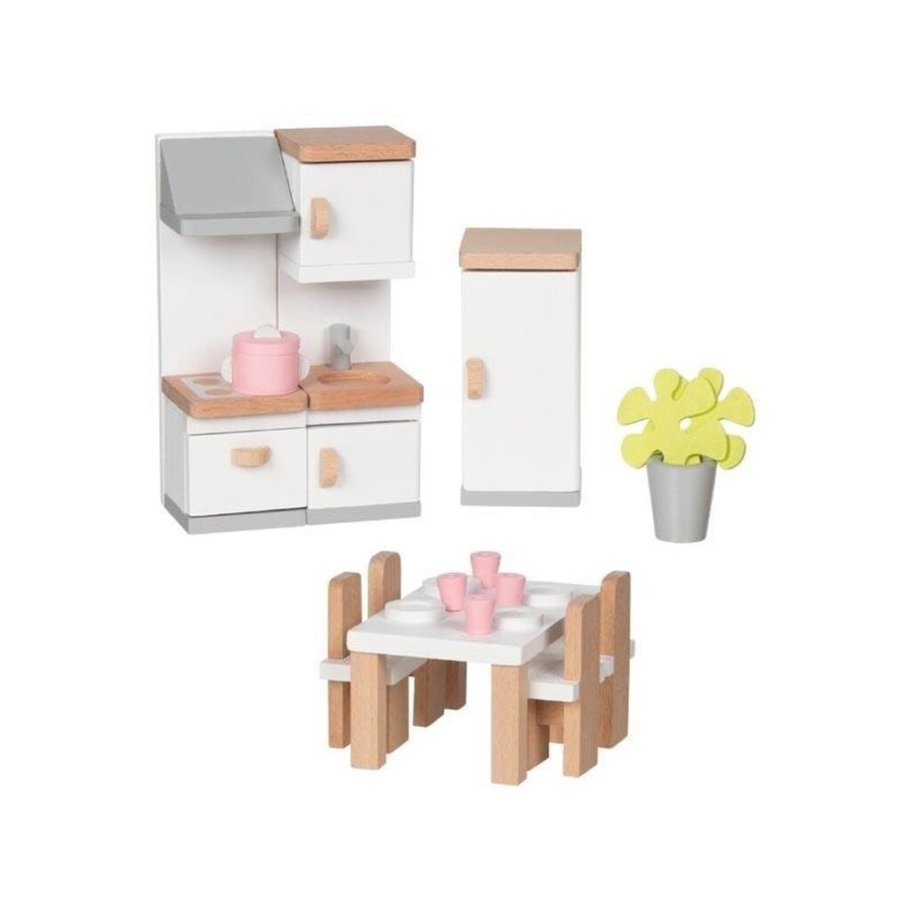 Goki Wooden Doll Furniture Kitchen 20 pieces.