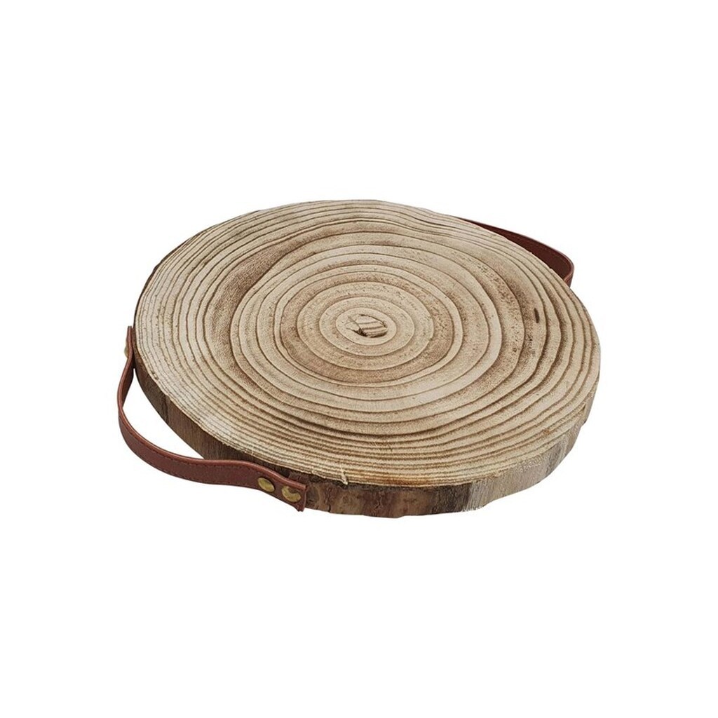 Playwood - Decoration Tree Disc Paulownia Wood with Leather Handles