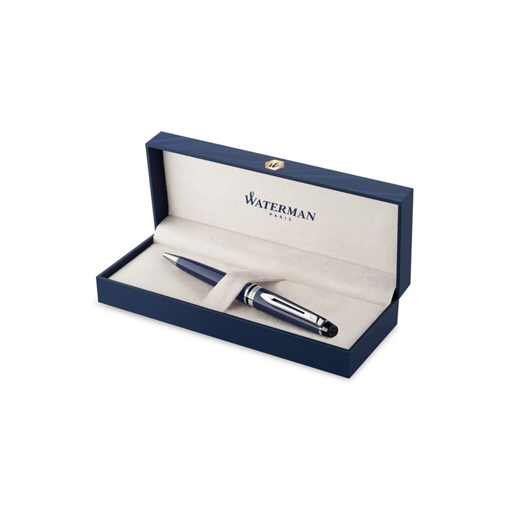 Waterman Expert, Kuglepen, Blålakeret med Palladium beklædning, Medium Spids, Blåt Blæk, Gaveæske