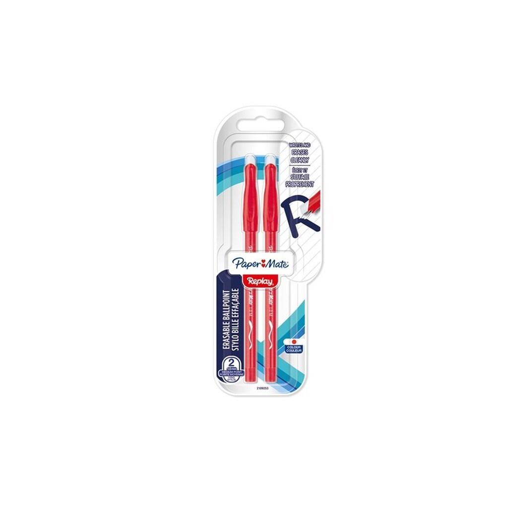 Paper Mate Replay Erasable Ballpoint Pen | Medium spids (1,0 mm) | Rød | 2 styk