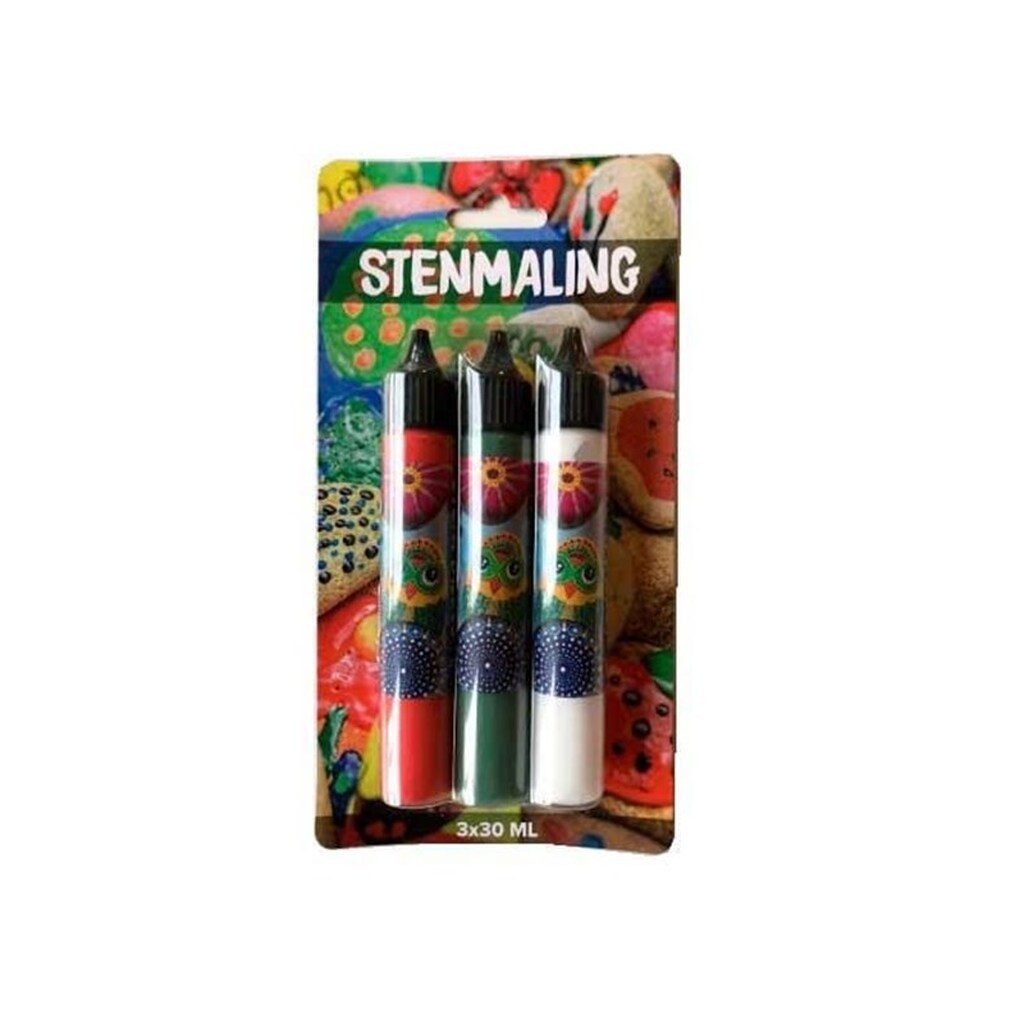 Hobby Mate Stenmaling 3*30ml. Rød-Grøn-Hvid.