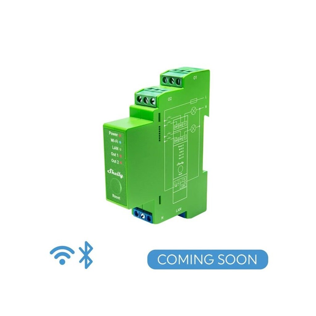 Shelly Pro Dimmer 2PM - WiFi tavlelysdæmper, 2x200W