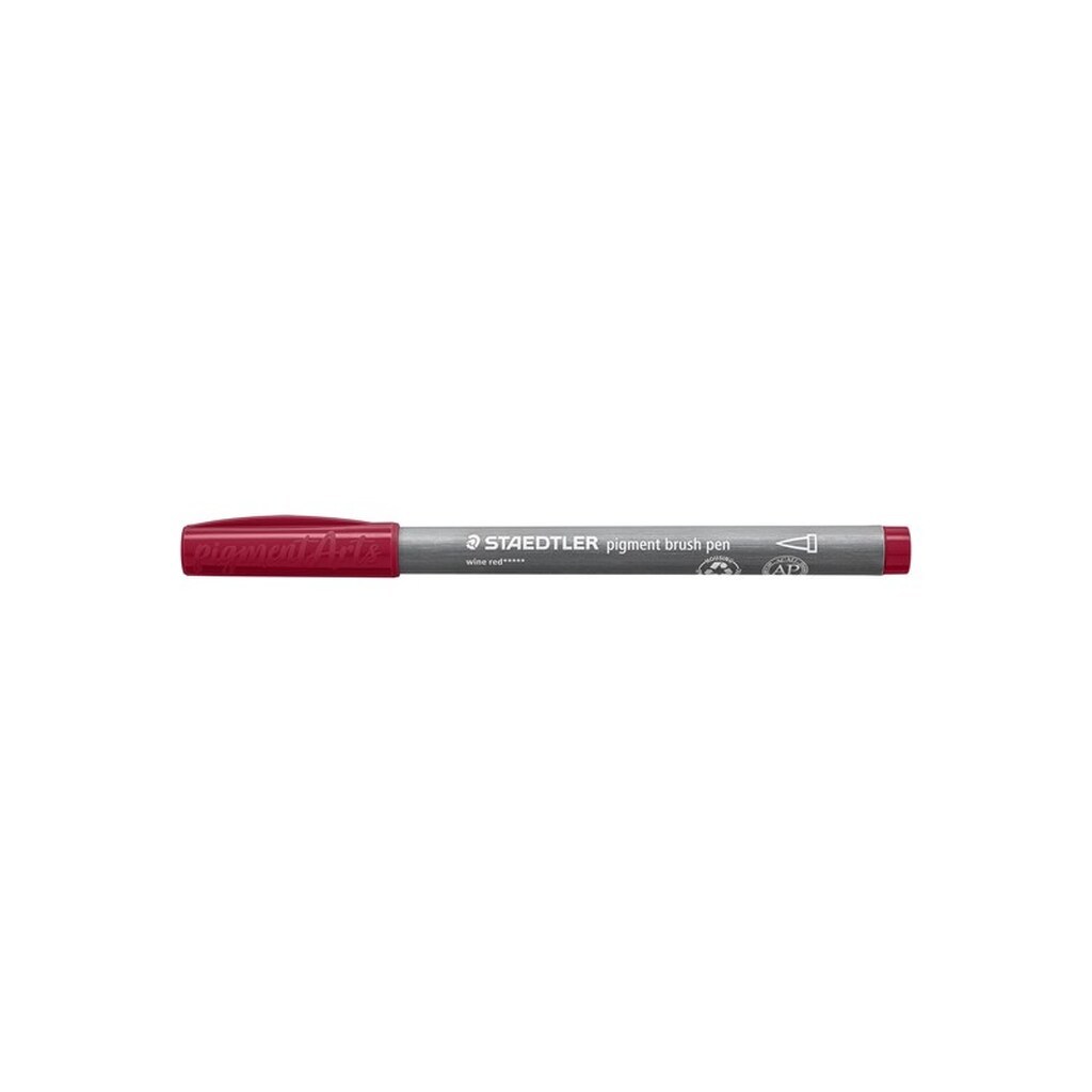 Staedtler BRUSH PIGMENT PEN, ÆSKE 10 STK, VIN rød