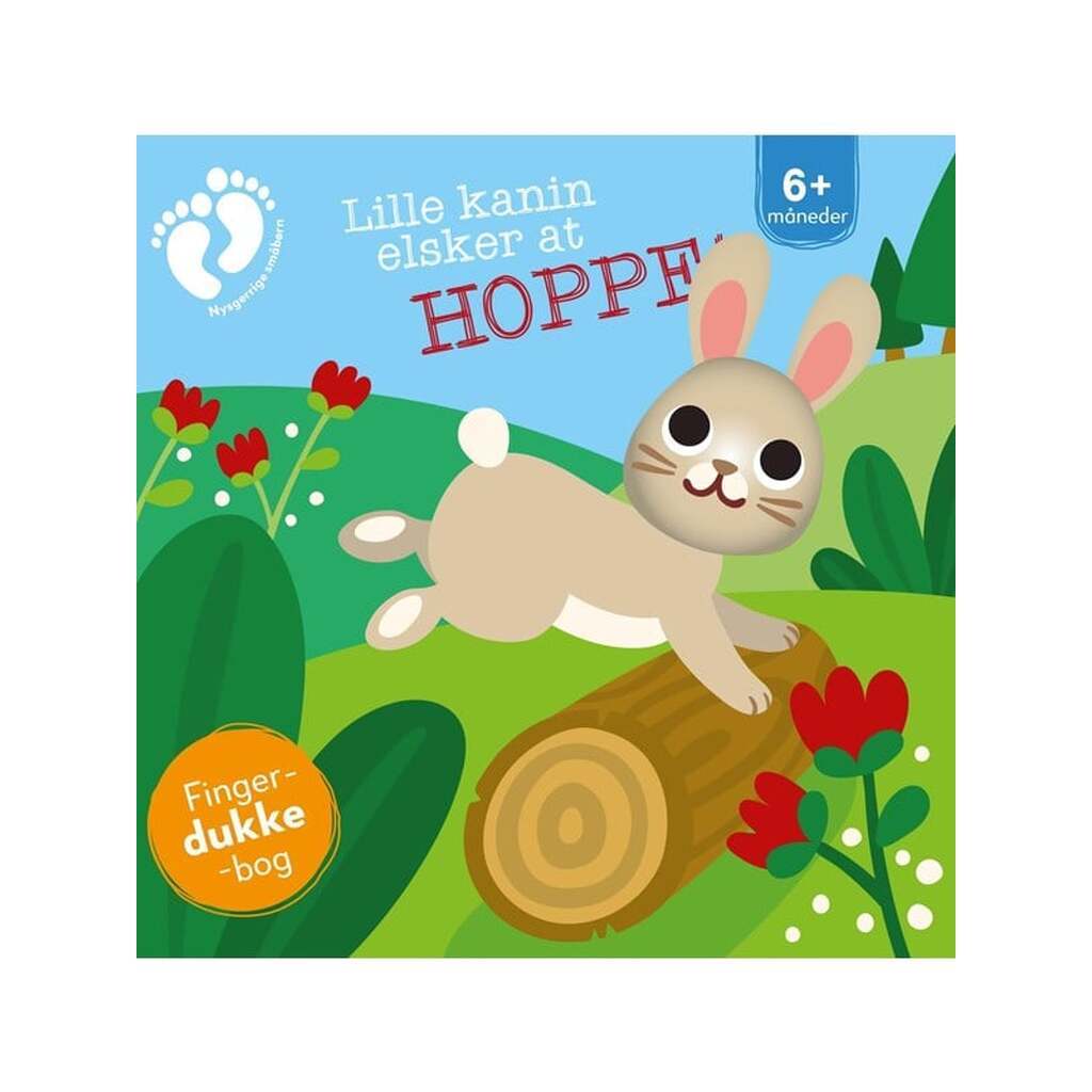 Lille kanin elsker at hoppe - med fingerdukke - Børnebog - Papbog