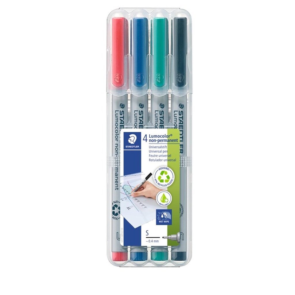 Staedtler Lumocolor Non-P S 0,4mm 4 ass/boks