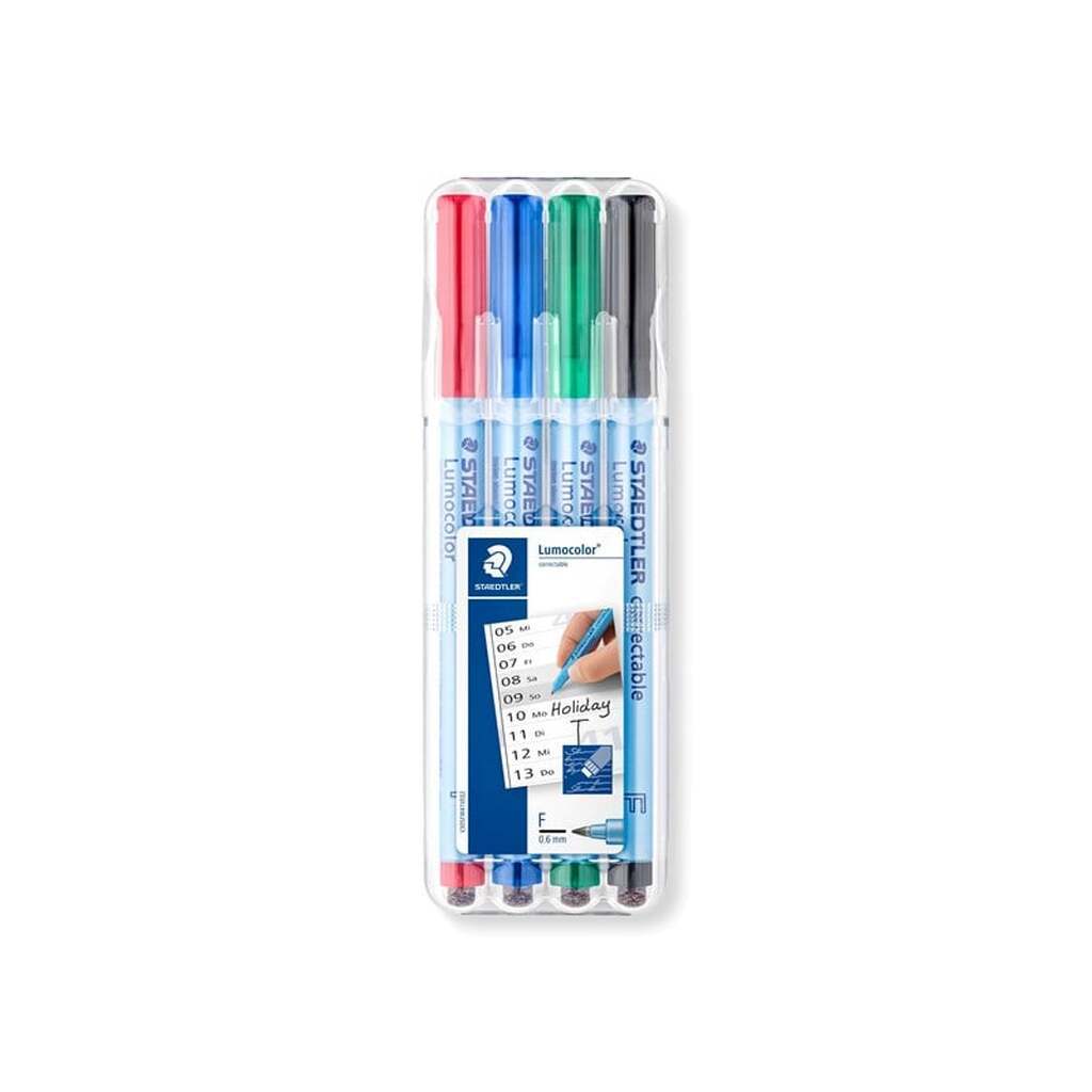 Staedtler Lumocolor Correctable F. 4 ass/boks