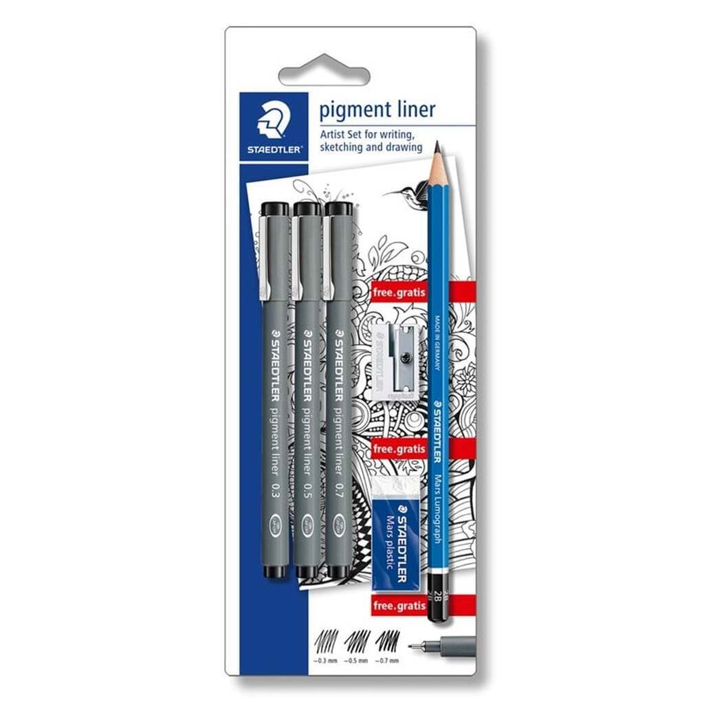 Staedtler STAEDTLER Pigmentliner 3 ass./Bk 100% PEFC