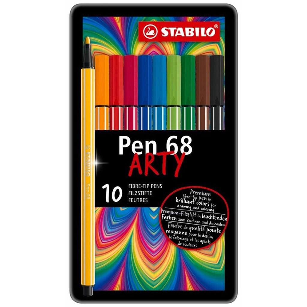 STABILO  Pen 68 Arty, metalæske med 10 farver