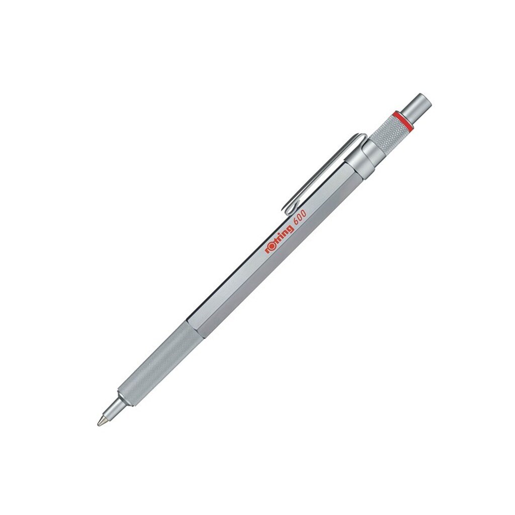 Rotring rOtring 600 kuglepen | Mellempunkt | Sort blæk | Sølv metal tønde med skridsikker knurled greb | Genopfyldning