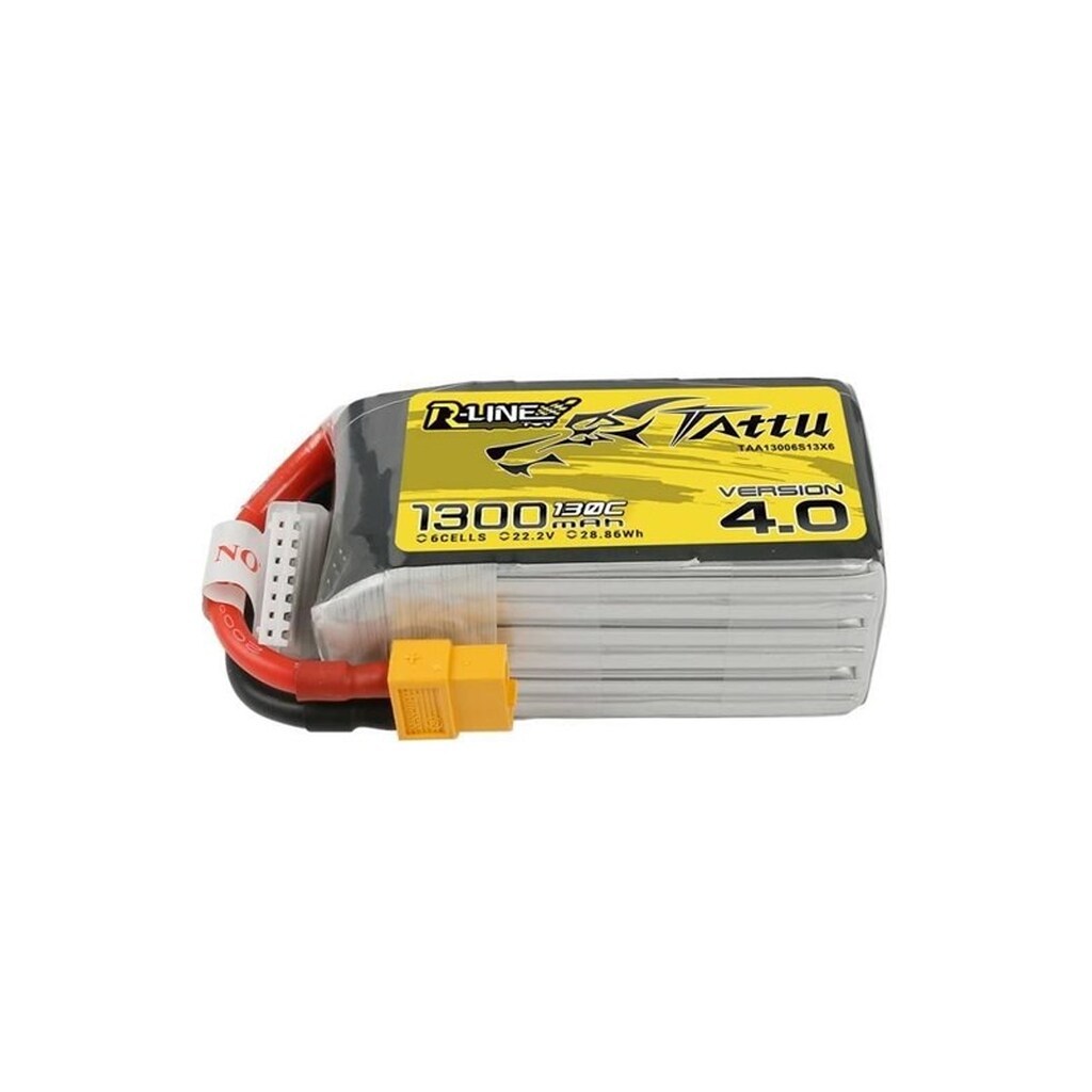 Gens ace &amp;Tattu - 1300 mAh 22.2 V 130C 6S1P XT60 Battery R-Line 4.0