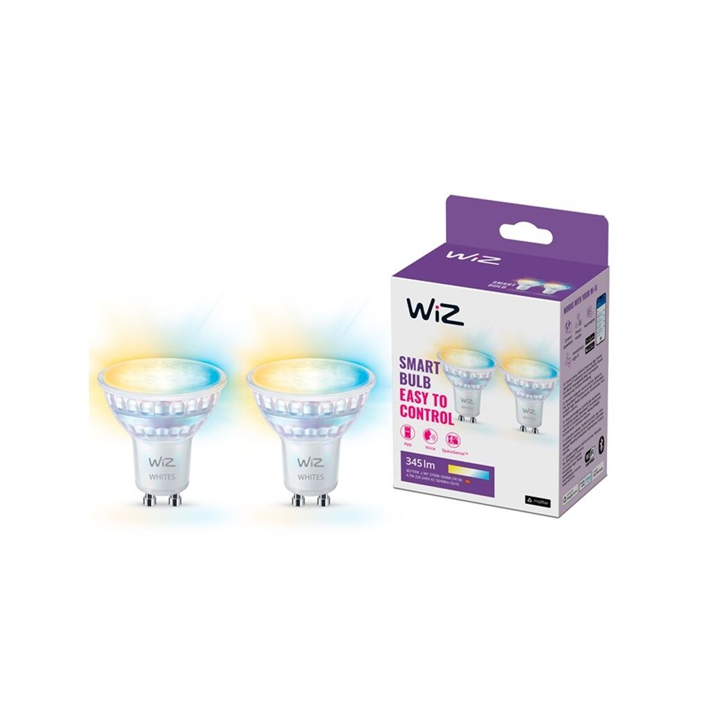 WiZ Tunable GU10 Smart Spotpære 2-pak - Dæmpbart varmt til koldt hvidt LED-lys