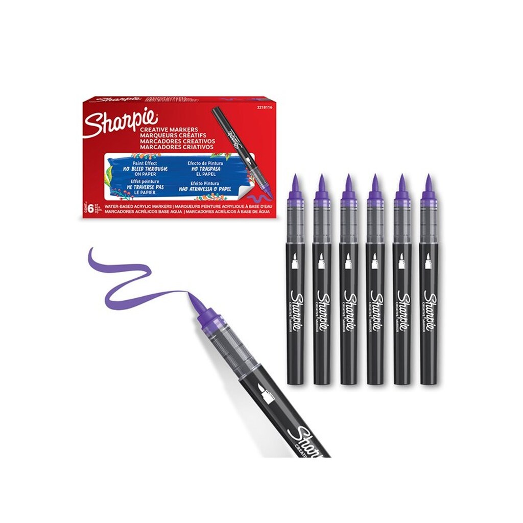 Sharpie Creative Akryl Paint Marker  | Penselspids | Lilla | 6 stk