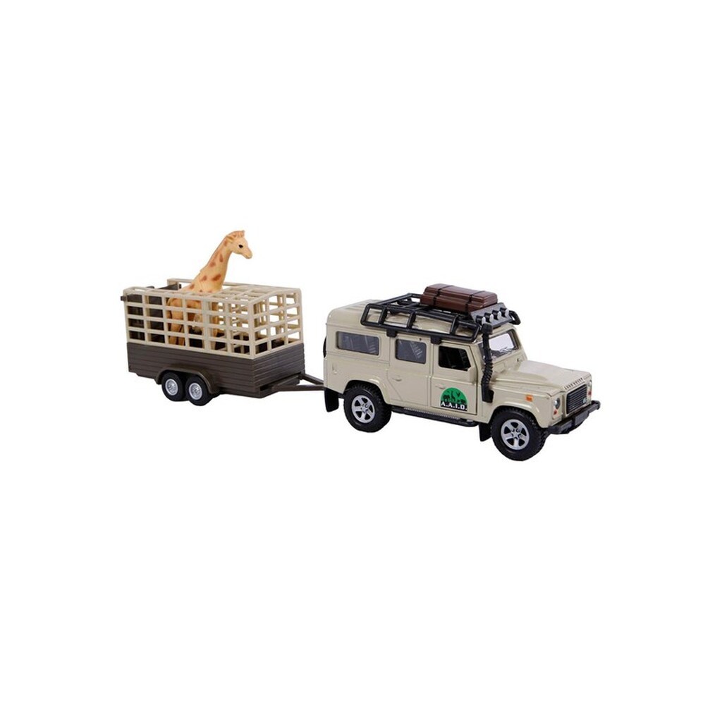 Kids Globe Die-cast Land Rover with Giraffe trailer 29cm