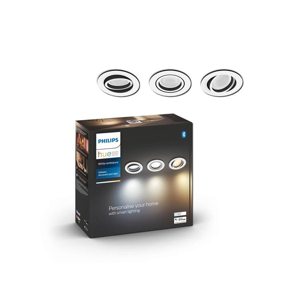 Philips Hue Milliskin Indbygningsspot Rund - Hvid - 3-Pak