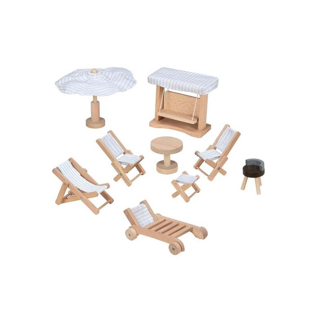 Goki Wooden Doll Furniture Garden Furniture 9 pieces.
