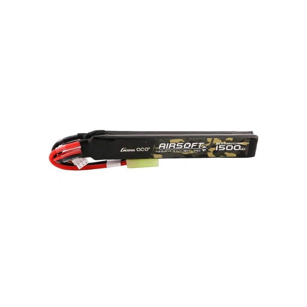 Gens ace &amp;Tattu 25C 1500mAh 2S1P 7.4V Nunchuck 2X Airsoft Gun Lipo Battery with Mini Tamiya Plug