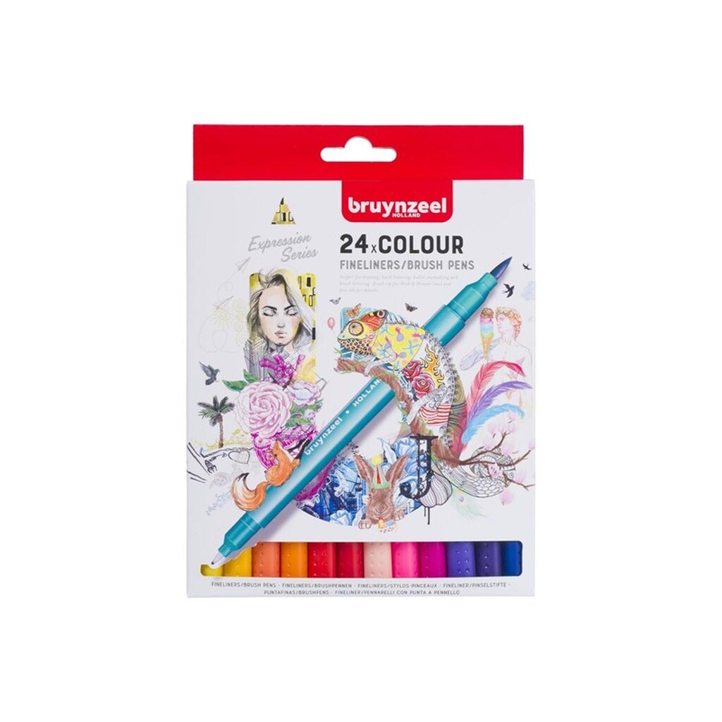 Bruynzeel Fineliner Brush Pens 24 pcs.