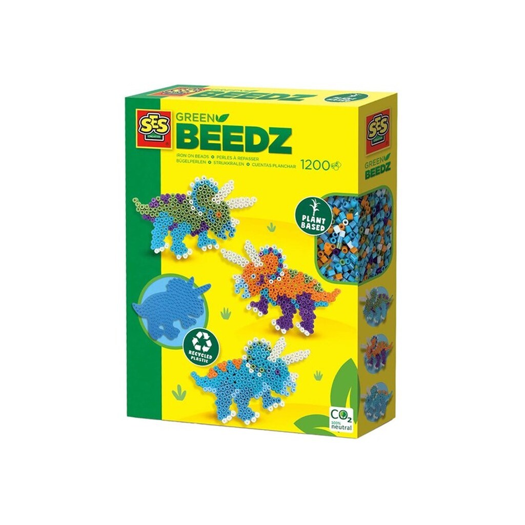 SES Creative Green Beedz - Iron on beads set Triceratops Dino