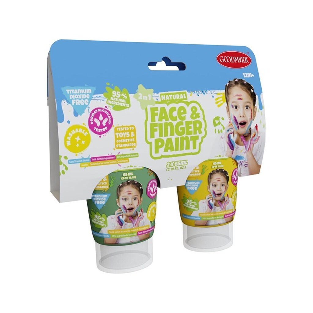 Boti Natural Face &amp; Fingerpaint Tube - Green and Yellow 2x65ml