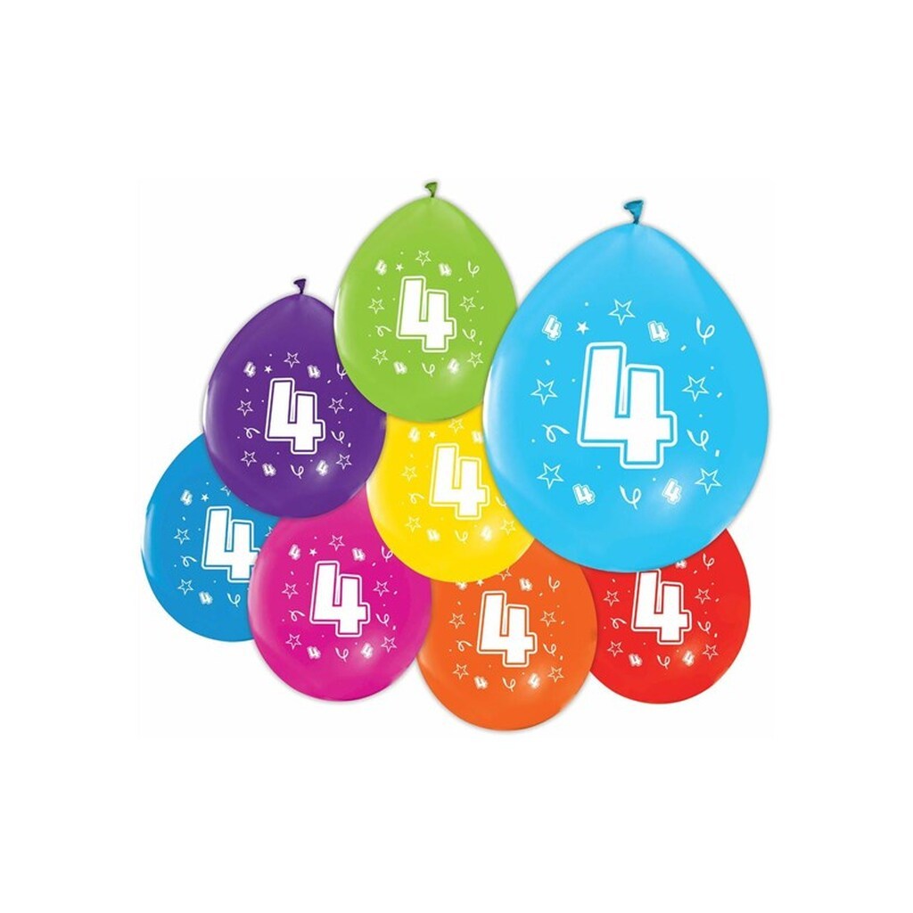 Globos Balloons 2-sided Printed Number 4 8pcs.