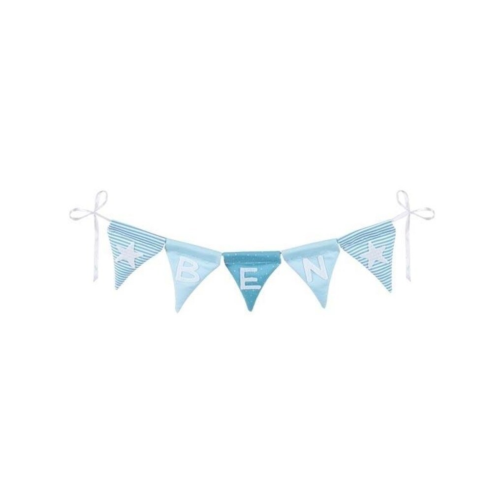 Goki Fabric Bunting Make Blue with 10 Flags and Alphabet Characters