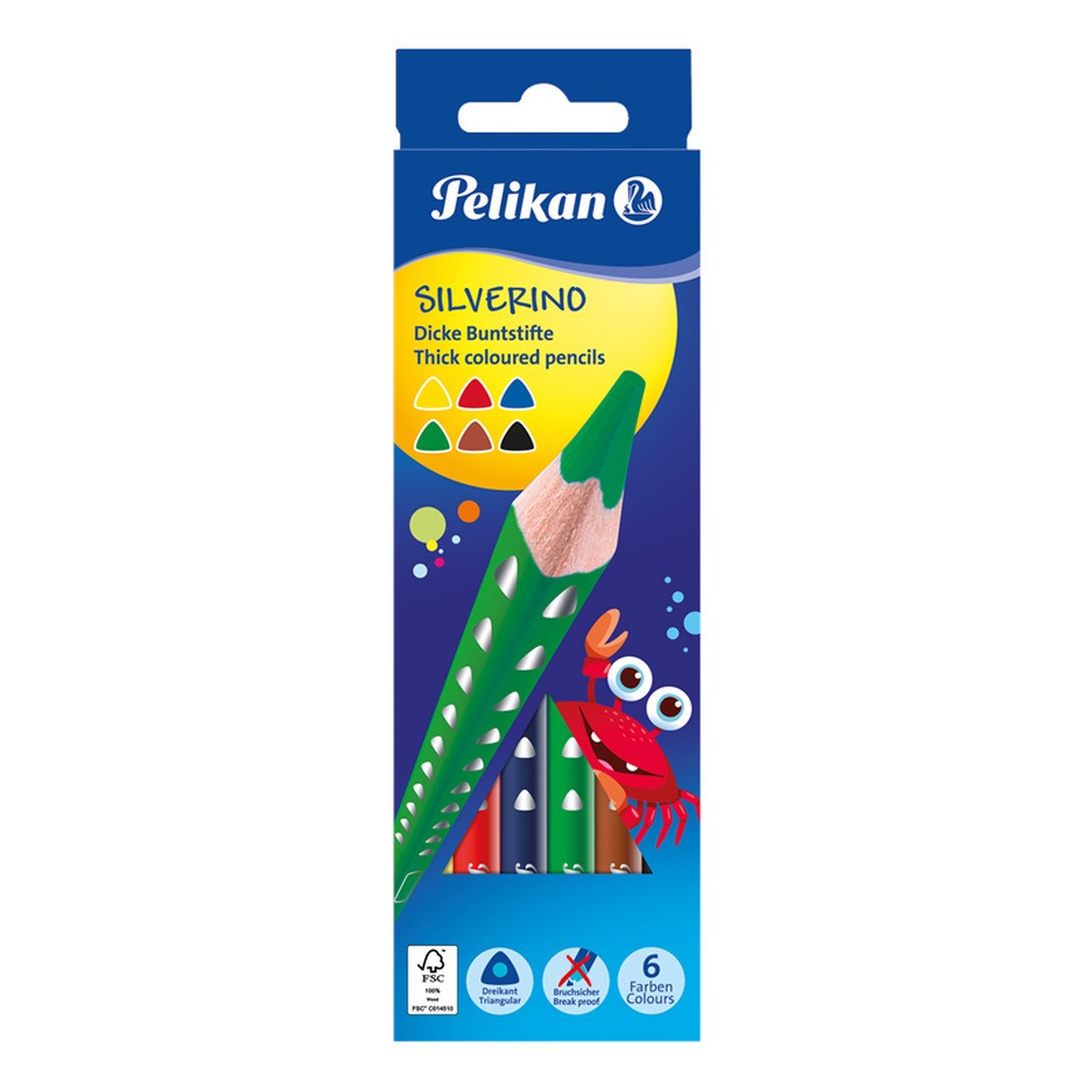 Pelikan Silverino Farveblyanter, 6 stk.