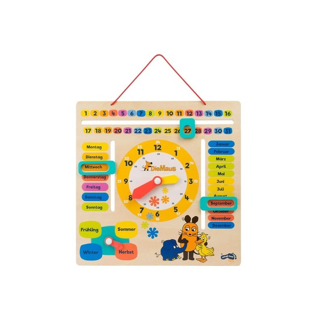 Small Foot - Wooden Learning Board Watch Clock Mouse - German language