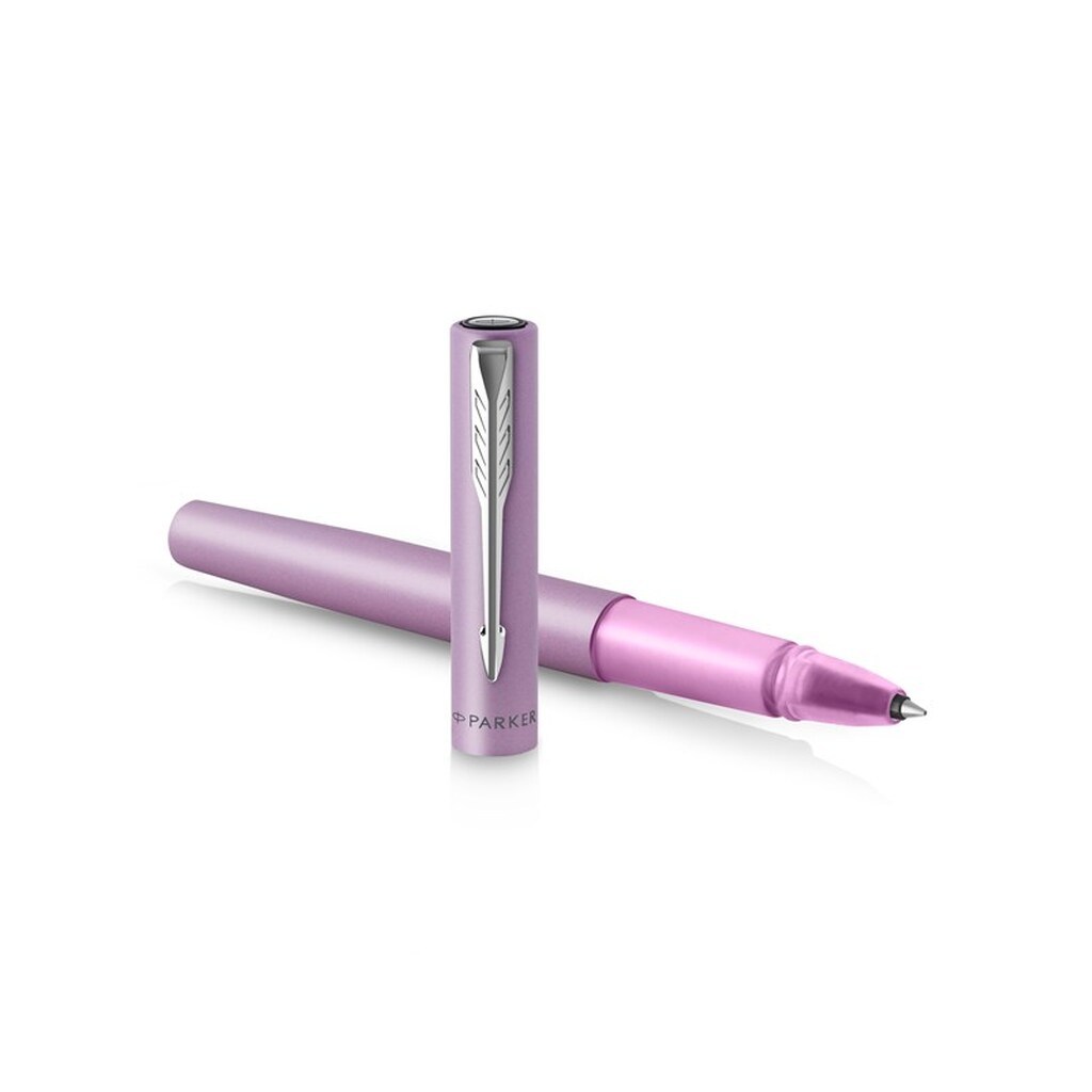 Parker Vector XL Rollerball Pen | Metallisk lilla lak på messing | Fin spids med sort blækpåfyldning | Gaveæske