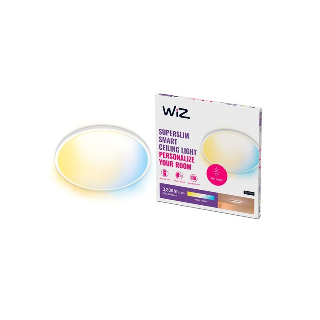 WiZ SuperSlim Smart Loftslampe Hvid, 32W, Justerbar hvidt &amp; Dæmpet lys