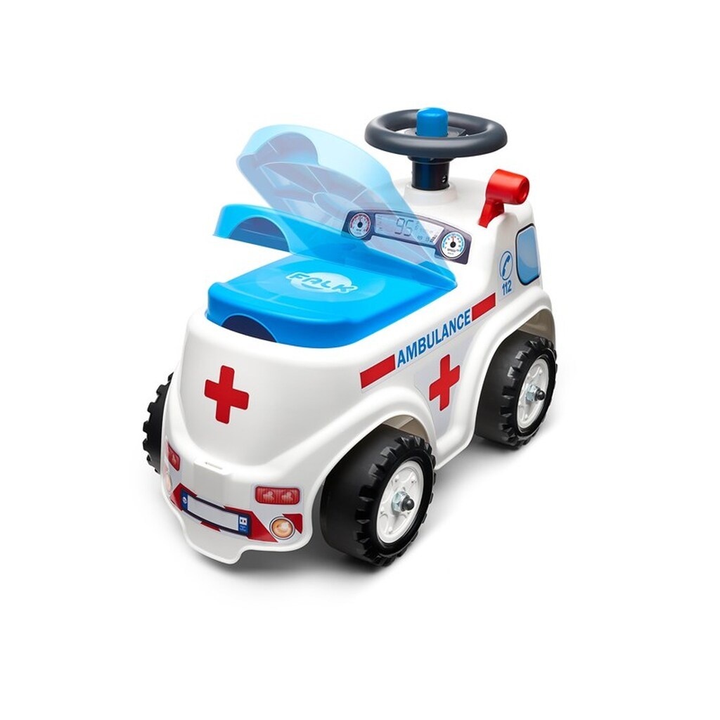Falk Ambulance ride-on med opbevaringsrum, rat og horn
