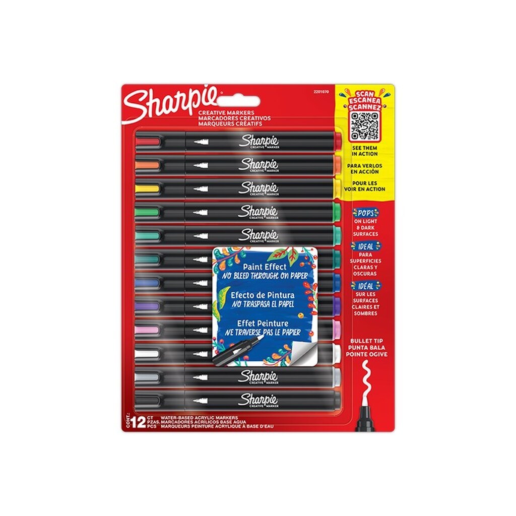 Sharpie Creative Marker Bullet Tip | Assorterede farver | 12 Stk