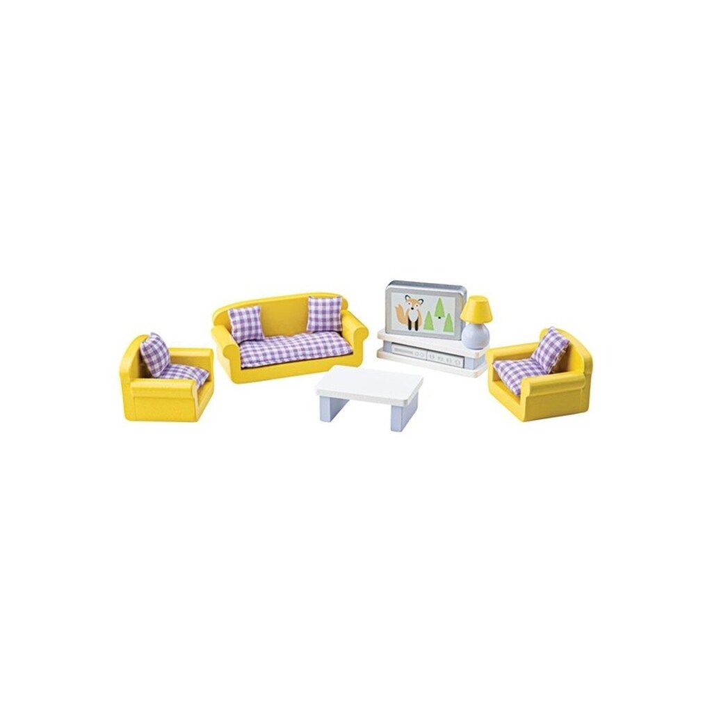 Tidlo Wooden Dollhouse Furniture Living Room 9 pieces.