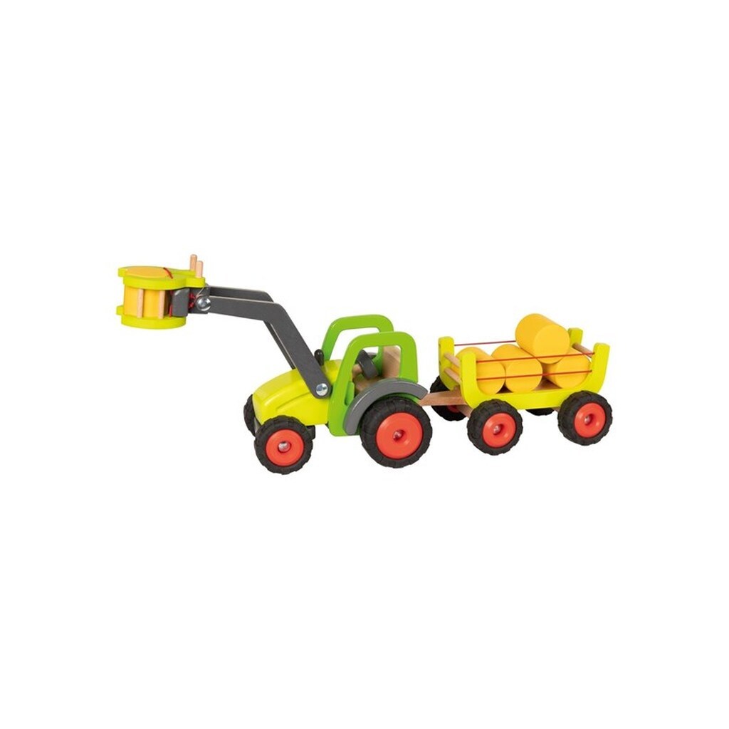Goki Wooden Tractor with Hay Wagon